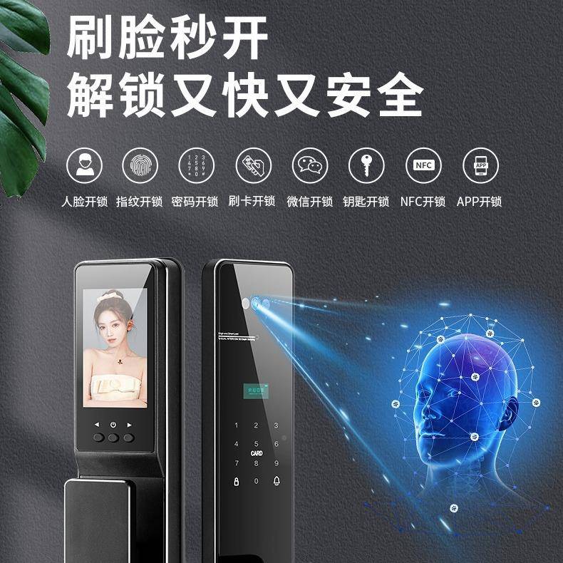 CNDM6C精雕能锁防盗别门锁智能家用识全自动指纹锁人脸智智能门锁