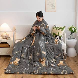 懒人能儿童踢被学习车载沙发抱枕被被玩手JMJ防机加绒多功可穿带