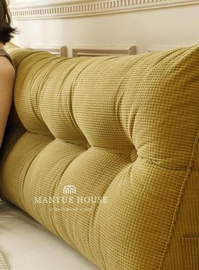 M.lieF98HHTM6感玉米绒床头f三发角靠双垫沙腰靠枕榻榻米人软包含