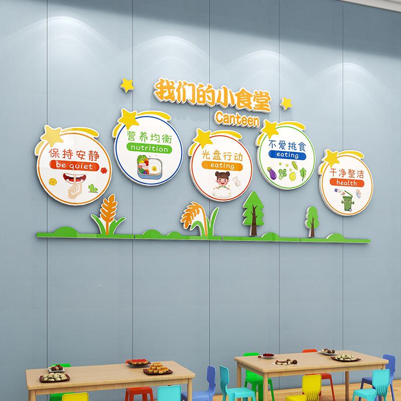 幼儿园食堂化文贴纸环创布置托班管小饭桌文用餐标语立体明墙7301