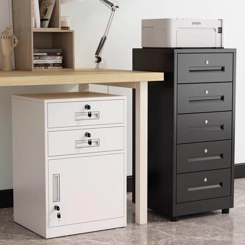 办公室边柜桌下文件柜矮柜储物柜带锁资料收纳柜带抽屉小型档案柜