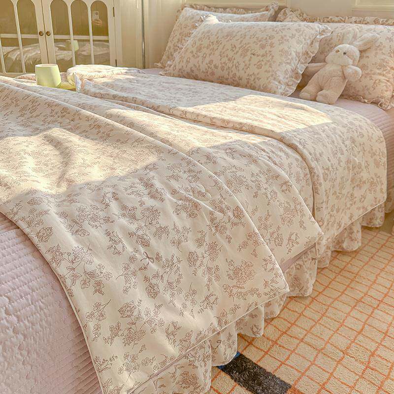 夏季双层纱花边床盖夏凉被子四件套2025新款单人宿舍床单罩可机洗