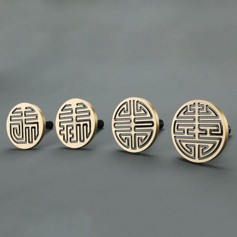 福禄寿喜古铜色木柄香拓120mm90mm75mm香纂炉香印香模沉香檀香