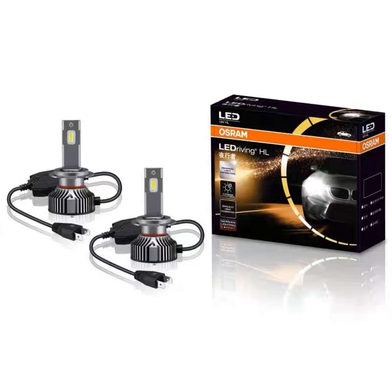 欧司朗夜行者汽车LED大灯h1改装h7近光h11超亮9012车灯h4远近一体