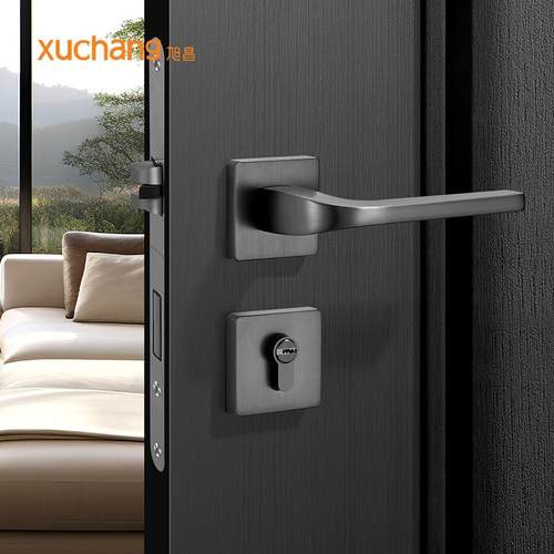 镍拉丝门锁室内卧室房间门锁门把手家用木门门锁通用型静音磁吸锁