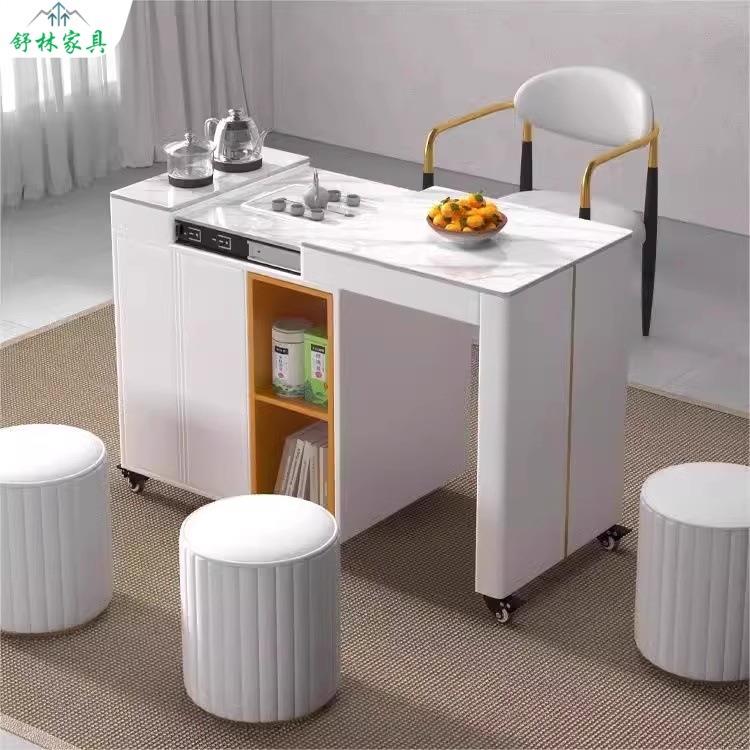 伸缩岩板茶桌多功能茶车小型可移动客厅阳台现代轻奢茶台泡茶桌