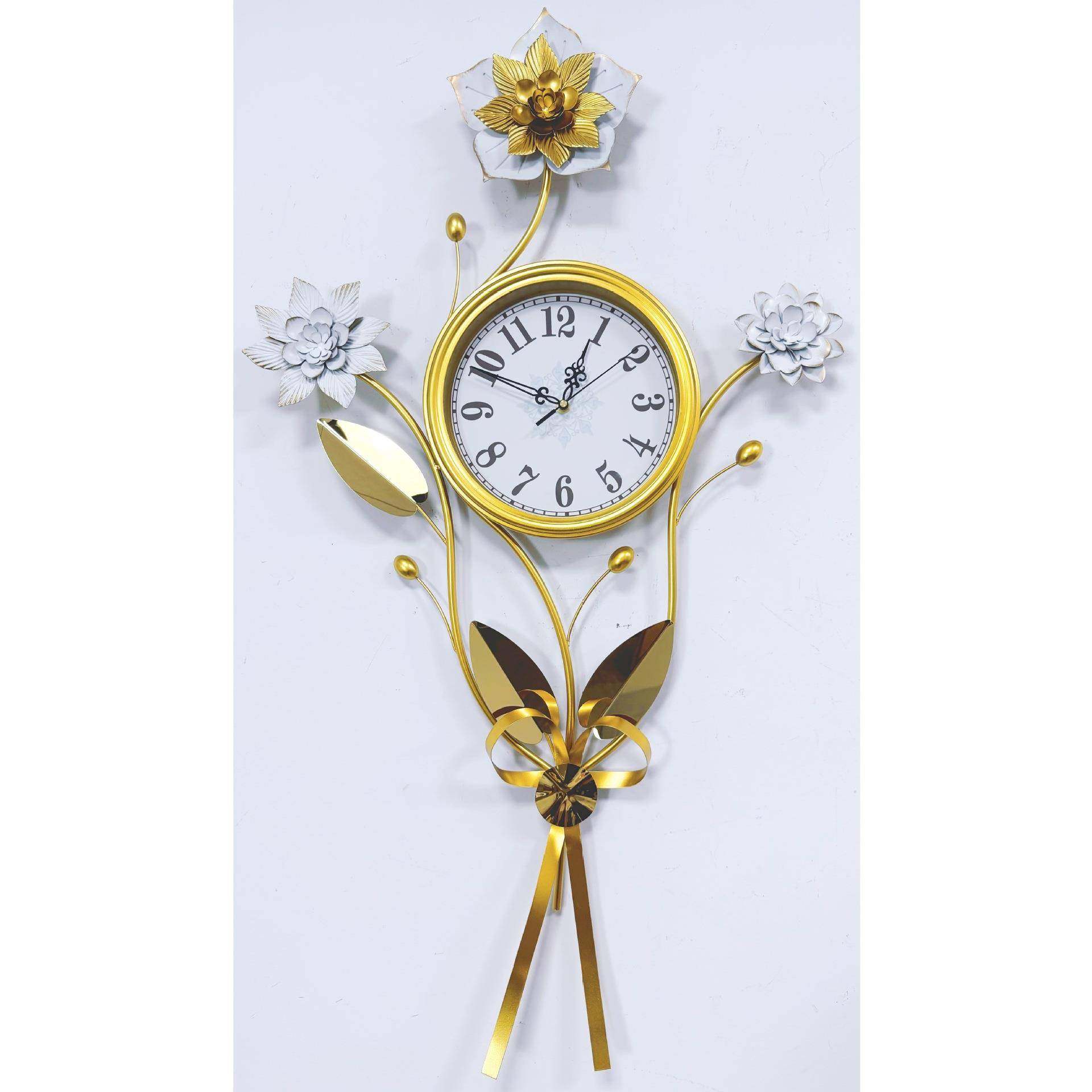 大气艺术挂表新中式创意钟表客厅餐厅时钟轻奢挂钟挂墙钟饰银杏叶