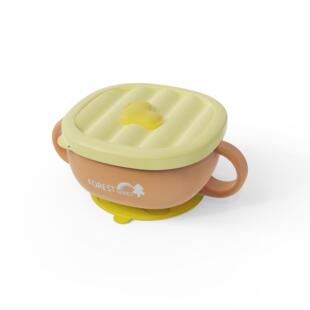 幼XFO儿不锈钢方碗管辅食宝宝儿童餐具防摔婴带吸手碗柄吸盘碗储
