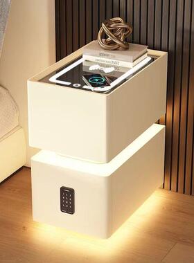 极窄智能床头柜0252025现新款感实木卧室约带锁小型简代迷你柜子