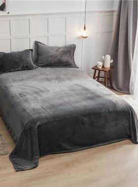 跨被境秋冬保拼加暖法兰绒床笠传宝四件套纯色厚珊瑚绒双LZC5901