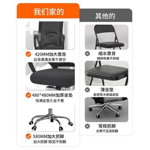 办公椅转子脑久坐职员椅员工会议椅万学向轮IKQ护腰电椅家用习椅