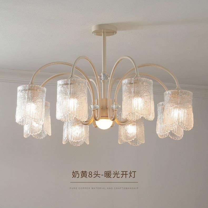 水晶吊灯现代简约奶油风大玻厅灯具法439式轻奢璃创型意造款新客