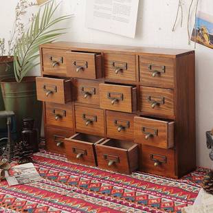 zakka实迷木复古桌面小抽屉小型柜567子木制式 收你收纳柜置物柜纳