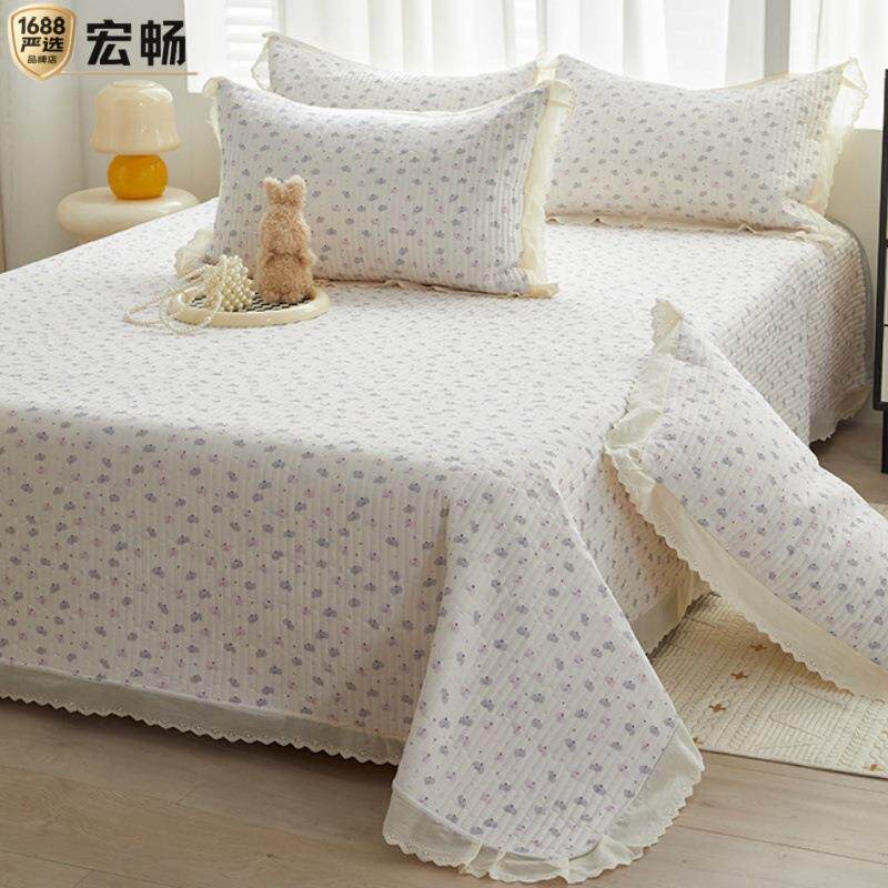 A类棉小碎花全双层花边床盖款单品夹床棉单纯棉绗SJ-0626纱缝床罩