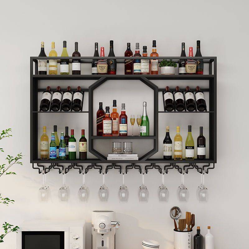 墙上酒架酒吧吧台酒柜壁挂式家用铁艺餐厅红酒展示架悬挂墙置物架