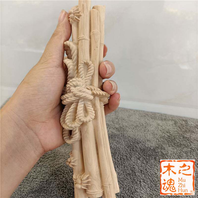 小叶黄杨木雕刻竹报平安装饰创意手把件大画家镇尺书法家居摆件