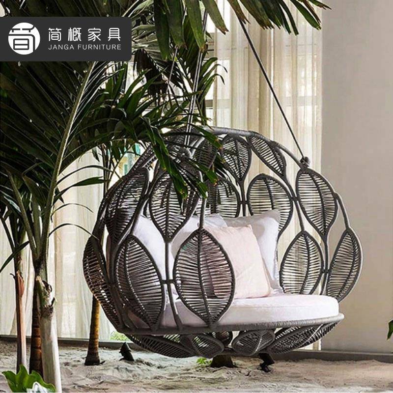 户外别墅花园藤椅鸟吊篮庭院室秋千内阳台藤编10-25-24吊篮篮落地巢摇椅