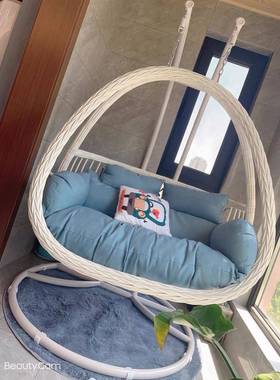 户外轻双人篮吊椅阳KEX台摇椅室内荡秋千懒杆人家用双奢加粗吊篮