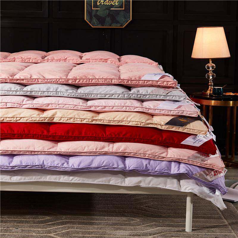 新款80*60棉大花羽绒被壳自充绒提羽绒被套纯色成羽品020绒半被厂