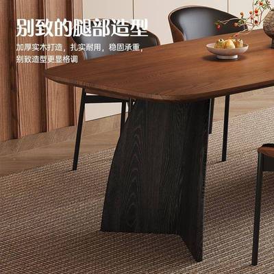古户风实木餐椅家用复法式小型长方形岩板桌餐桌现SOM代简约古饭