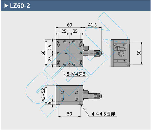 Z轴水平升降LZ60-2手动位移平台 手动滑台