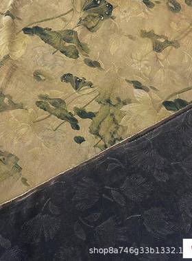 磅40姆米提花绢纺香云面料纱古中复国风重LRX绢纺提花莨绸丝绸布