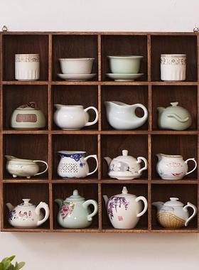 N5实中木茶具架式多宝格挂壁式收博古架现代简YL003约物架置泡桐
