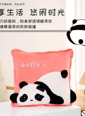 多功抱枕被子两用二厚合一康乐屋熊沙发抱枕办能公室款猫WLL抱毯
