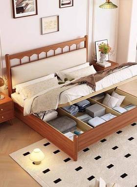 式全实木IMB床代简约1.法5m双人主.卧18单人日式现民宿床经济型家具