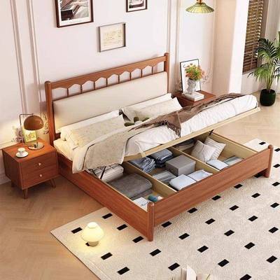 式全实木IMB床代简约1.法5m双人主.卧18单人日式现民宿床经济型家具