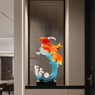 风生水起入户玄关摆件轻奢高档客厅电视柜办公室年年有余锦鲤装饰