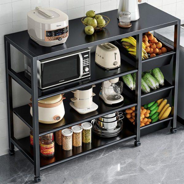 厨房多功能蔬菜篮子置物架落地多层微波炉锅具收纳架家用储物货架,厨房/烹饪用具,微波炉置物架,淘宝优惠券,粉丝福利购,淘宝优惠卷