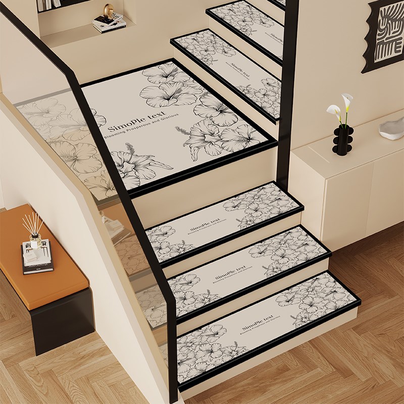 法式轻奢楼梯踏步垫防滑可擦洗保护垫台阶地垫木T梯专用静音垫家