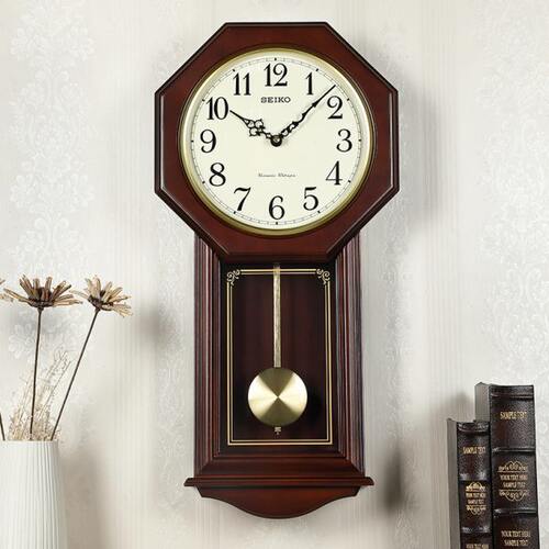 seiko精工时钟欧式复古客厅办公室家用静音创意报时挂钟QXH076B
