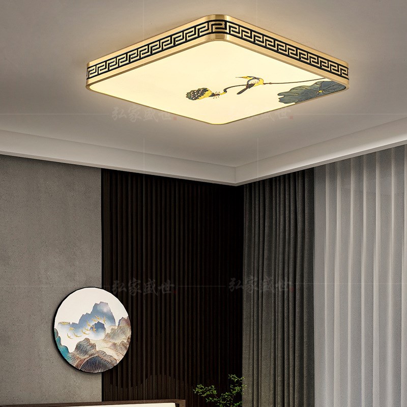 新中式全铜客厅吸顶灯餐厅卧室A书房阳台过道超薄现代全屋灯具搭