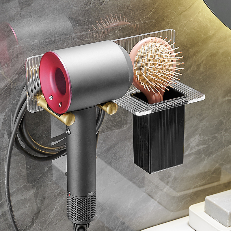法式轻奢吹风机置物架免打u孔壁挂式浴室卫生间电吹风支架风筒架
