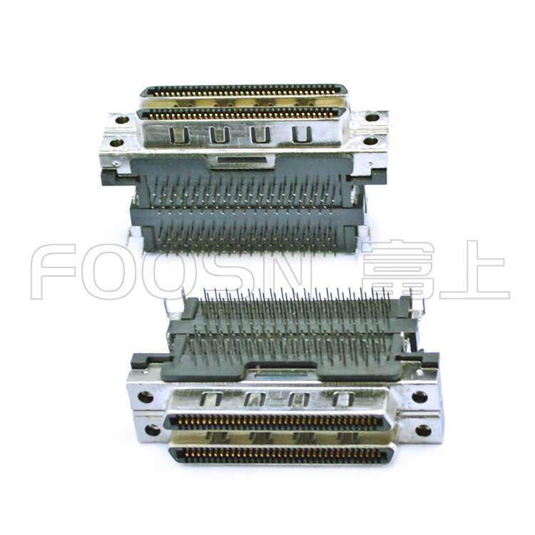 VHDCI 68Pin 刺破PH0.8mm 90度弯插 母座 小68双层弯插母座