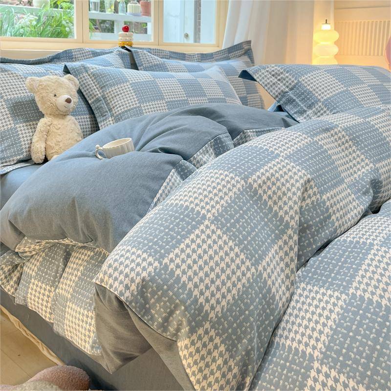 春夏加厚磨毛四件套床笠款纯棉全棉2025新款被套床单宿舍三件套