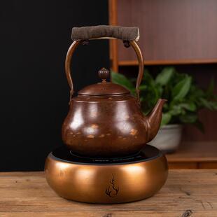 精忠复古紫铜壶做旧铜壶烧水壶铜茶壶家用煮茶壶沏茶壶紫铜茶具