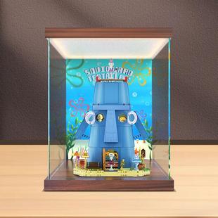 亚克力收纳盒适用AREAX砖区积木海绵宝宝系列章鱼哥的石像屋模型