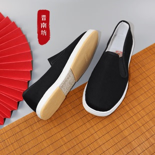 晋南坊手工千层底布鞋半贴底吸汗透气休闲布鞋男士春秋爸爸鞋软底