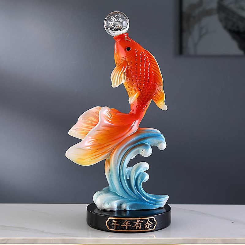年年有余招财鱼摆件办公室t客厅酒柜H电视柜家居装饰品乔迁新居礼