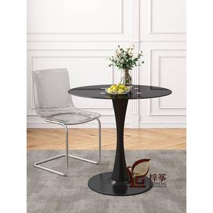 网红轻奢简约接待商务酒店会议接待售楼处洽谈桌郁金香小圆桌餐桌