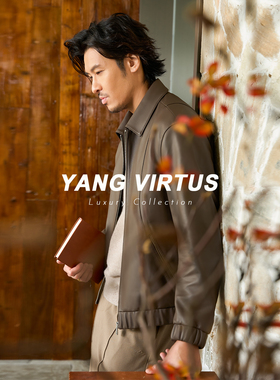 YANG VIRTUS 意式高端男士翻领羊皮外套皮衣皮夹克休闲机车服