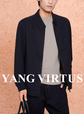 YANG VIRTUS 优质绵羊毛混纺宽松翻领外套男款夹克春秋时尚单品