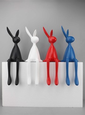 创意网红卡通g坐姿长耳兔摆件卧室书房客厅电视柜样板房家居装饰