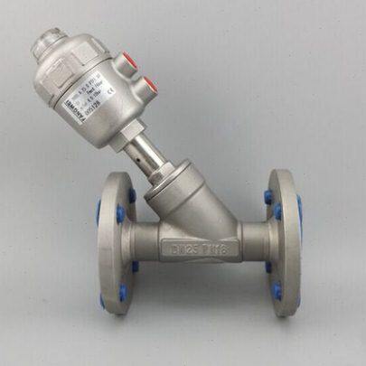 304不锈钢气动法兰角座阀蒸汽耐高温阀DN15 20 25 32 40 50 65 80