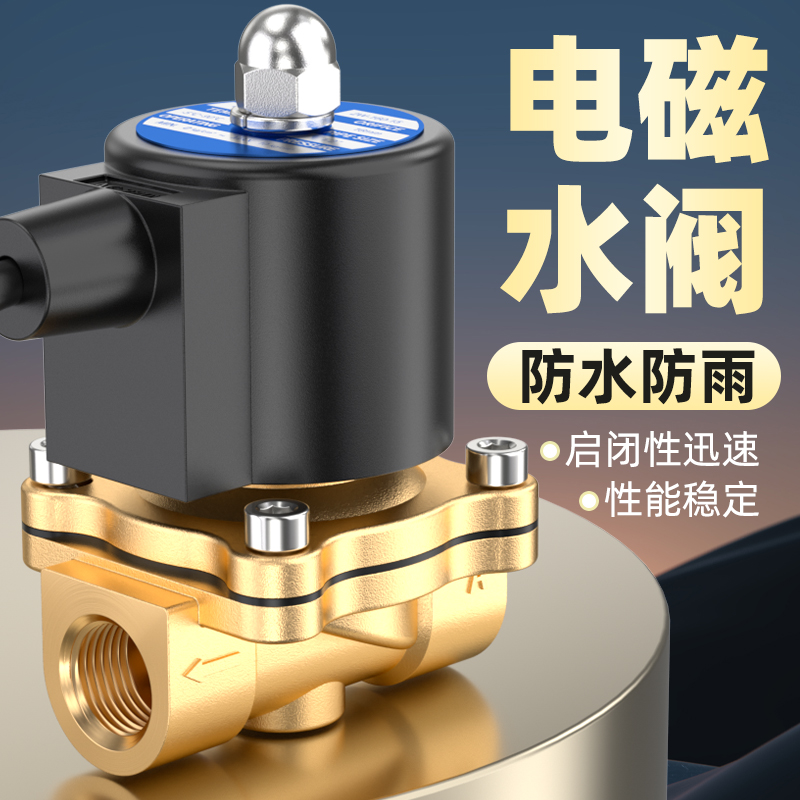 电磁水阀2We不发烫常闭防水电子阀控制水气开关阀220V24V4分6分1