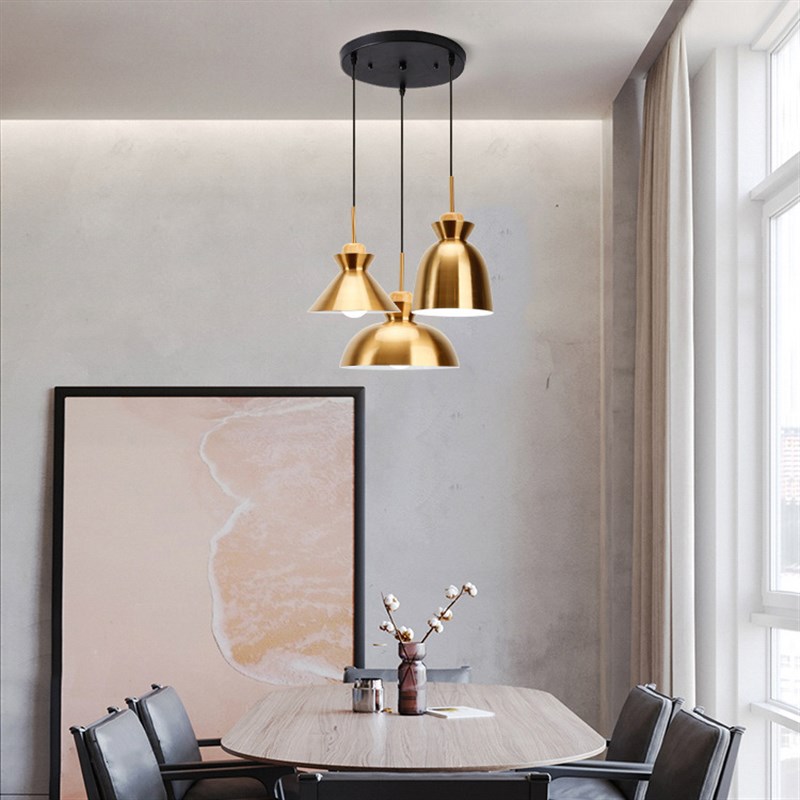 金色轻奢餐厅三头吊灯北欧创意z个性吧台咖啡厅吊灯现代简约床头