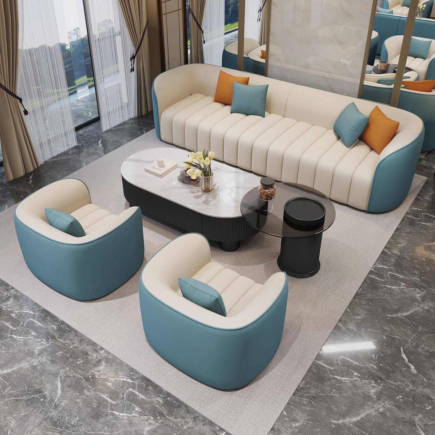 酒店大堂沙发客厅家用沙发商务洽谈会客售楼处办公室接待洽谈沙发